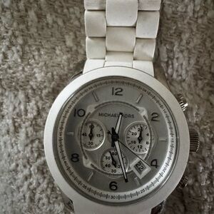 Michael Kors Silver and White Chronograph Watch
